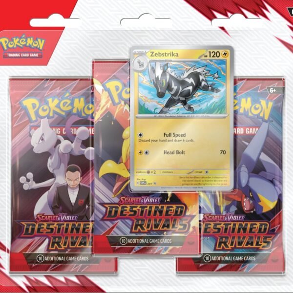 Pokémon TCG Scarlet & Violet - Destined Rivals 3-Pack Blister (Zebstrika Promo)